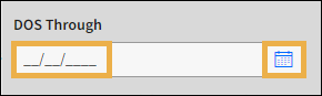 DOS Through field with yellow boxes around the enter date and calendar icon.